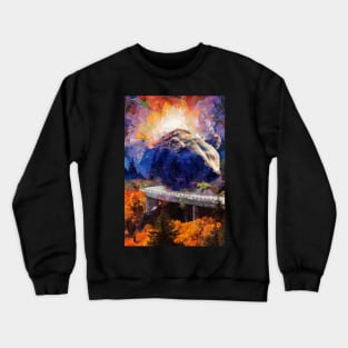 Big mountain bear on highway Crewneck Sweatshirt